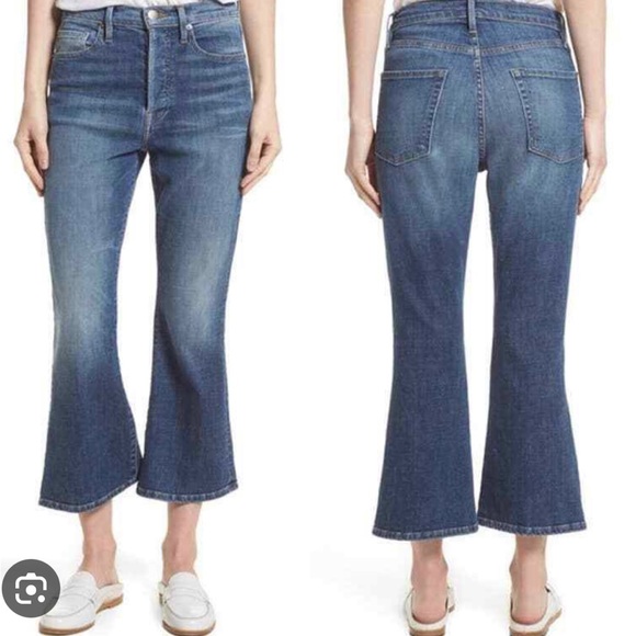 FRAME LeCrop Flare Jeans Sunrise Park Sz 26 - Picture 2 of 13